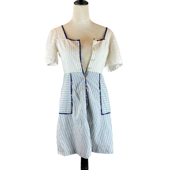 Madewell x The New Denim Project Patchwork Square-Neck Dress Women's Size 2 - Picture 3 of 16